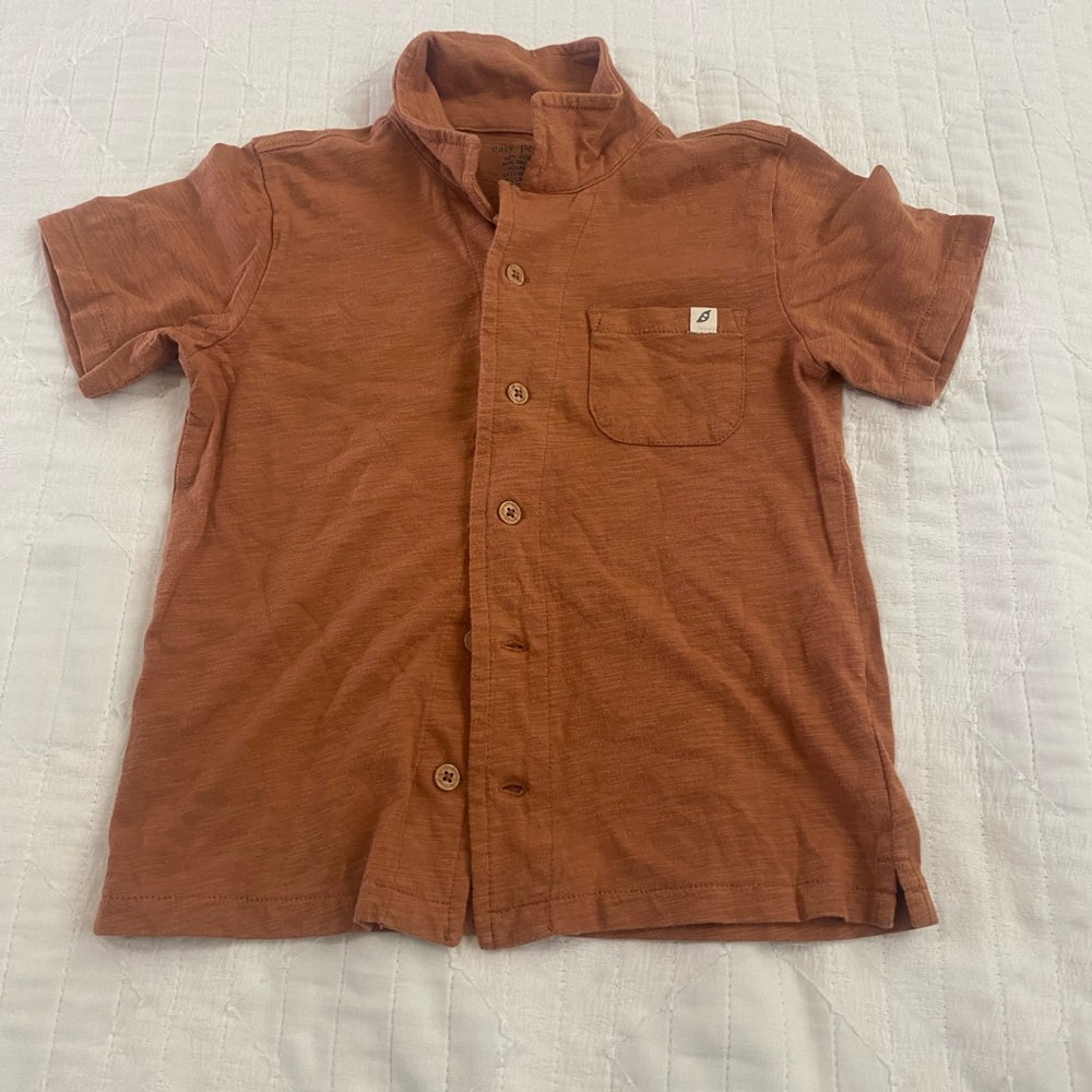 Kids Casual Tan Button Down Shirt